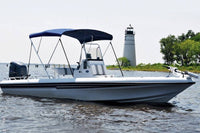 Carver 6' L x 85"-90" W x 46" H Captain Navy Sunbrella Acrylic Round Tube 3-Bow Ready to Assemble Bimini Top Kit  • A4687UB-5