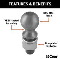 Curt 2 5/16" Trailer Ball, 2" x 3-1/2" Shank, 30,000 LBS, Raw Steel  • 40088