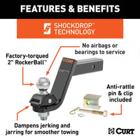 Curt RockerBall Cushion Hitch w/ 2" Ball, 2" Shank, 7,500 LBS, 5" Drop  • 45144