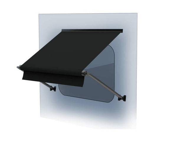 Lippert Standard 54" x 18" Black Vinyl Standard RV Window Awning Roller Assembly with Black Aluminum Weather Shield  • V000335428