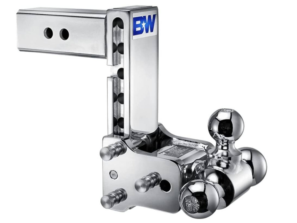 B&W Tow & Stow Adjustable Tri-Ball Mount - Chrome - 2.5" Receiver - 1 7/8", 2", 2 5/16" Ball - 7" Drop  • TS20049C