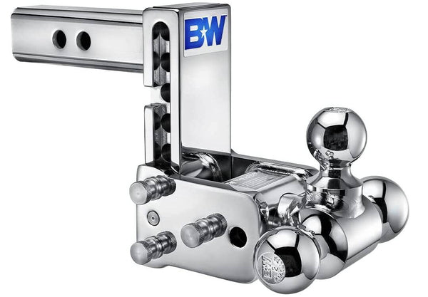 B&W  Tow & Stow Adjustable Tri-Ball Mount - Chrome - 2" Receiver - 1 7/8", 2", 2 5/16" Ball - 5" Drop  • TS10048C