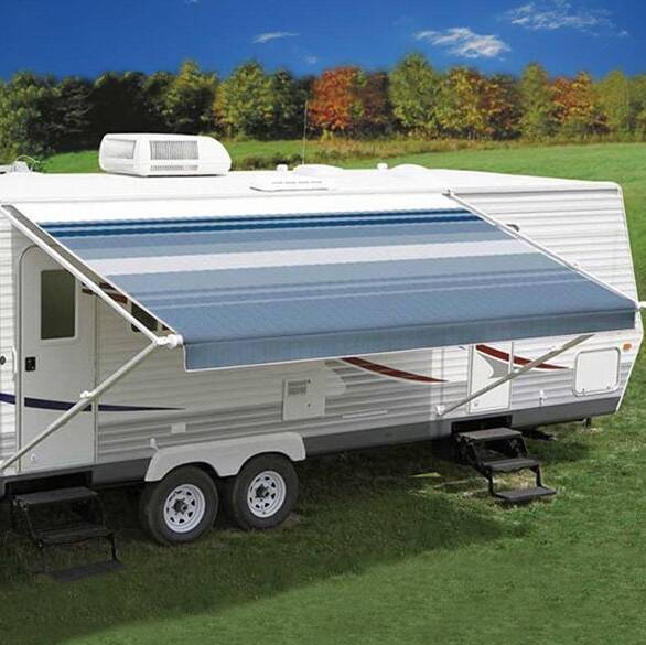 Carefree RV Awning Vinyl Fabric 18'-2" - Ocean Blue Dune Stripe With White Weatherguard  • JU198E00