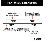 Curt 53-3/8" Aluminum Universal Roof Rack Crossbars  • 18118