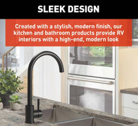 Lippert Flow Max Curved Gooseneck RV Faucet - Black Matte  • 2021090601