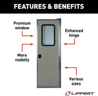 Lippert Right Hinge RV Square Entry Door with Screen Door - 26" x 70", Off White  • V000350944