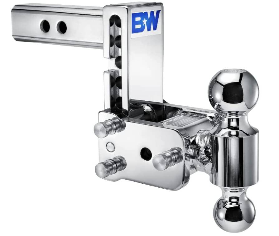 B&W  Tow & Stow Adjustable Dual-Ball Mount - Chrome - 2" Receiver - 2", 2 5/16" Ball - 5" Drop  • TS10037C