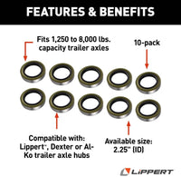 Lippert Double Lip Grease Seal - 2.25" ID, 10-Pack  • 333963