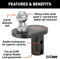 Curt Double Lock 2-5/16" Offset Gooseneck Ball, 4" Rearward Offset  • 60602
