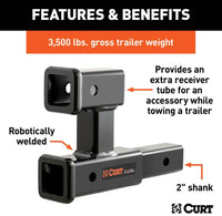 Curt Dual Receiver Extender, 2" Shank, 3.500 LBS, 5-13/16" Rise  • 45792