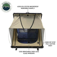 Overland Vehicle Systems LD TMON Clamshell Aluminum Hard Shell Roof Top Tent - 2 Person Capacity, Tan Body & Green Rainfly  • 18119935