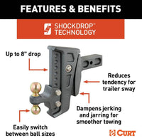 Curt  Rebellion XD Adjustable Cushion Hitch, 2-1/2" Shank, 2" and 2-5/16" Balls, 20K  • 45955