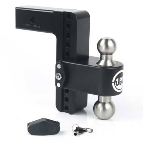 Weigh Safe 180 Hitch Adjustable 8" Drop with Stainless Steel Balls Dual Ball Mount with Dual Pin Keyed Lock for 2.5" Receivers   • LTB8-2.5-CER-BLA