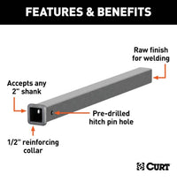 Curt 36" Raw Steel Receiver Tubing, 2" Receiver  • 49360