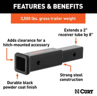 Curt 8" Receiver Tube Extender, 2" Solid Shank, 3.500 LBS  • 45791