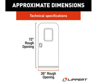 Lippert Right Hinge RV Radius Entry Door with Screen Door with Drip Cap & Threshold - 26" x 72" - White  • V000040259