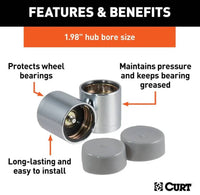 Curt 1.98" Bearing Protectors & Covers, 2 Pack  • 22198