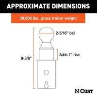 Curt Double Lock 2-5/16" Riser Gooseneck Ball, 1" Rise for Bed Liner  • 60603