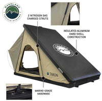 Overland Vehicle Systems LD TMON Clamshell Aluminum Hard Shell Roof Top Tent - 2 Person Capacity, Tan Body & Green Rainfly  • 18119935