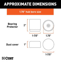 Curt 1.78" Bearing Protectors & Covers, 2 Pack  • 22178