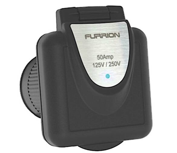 Furrion 50A 125/250V LED Square Inlet - Black  • 2021124530