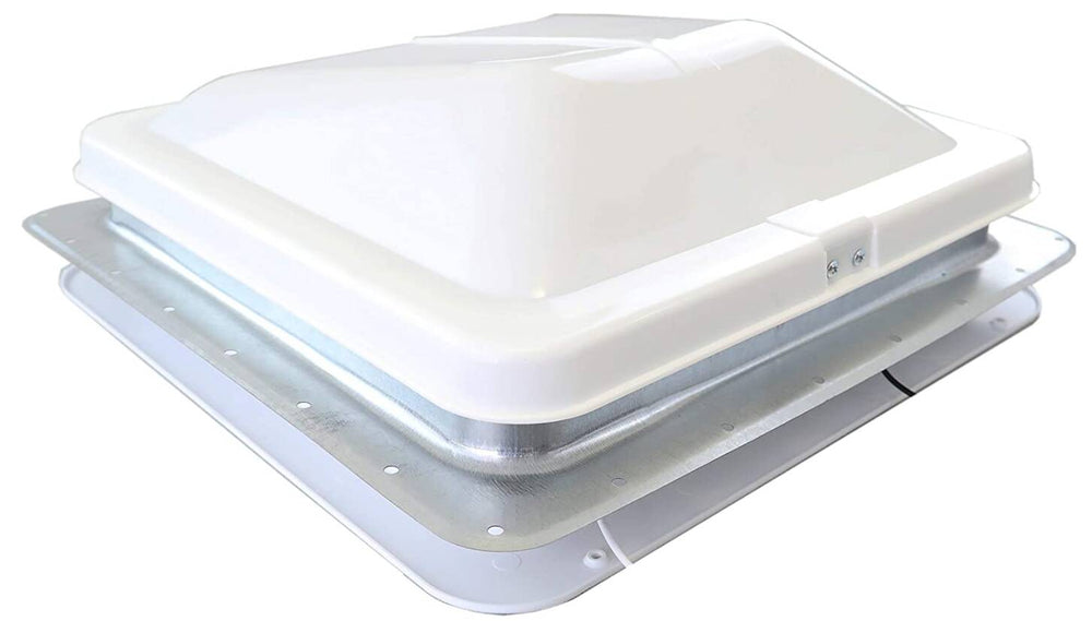 Heng's 14" x 14" Galvanized Metal Base Roof Vent with White Manual Lid & Fan  • 71112A-C2G1