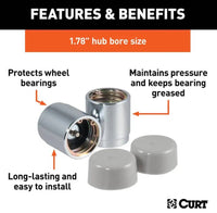Curt 1.78" Bearing Protectors & Covers, 2 Pack  • 22178
