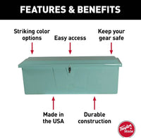 Taylor Made Stow N’ Go Standard Fiberglass Dock Box, Medium (24"H X 72"W X 23"D), Seafoam Green  • 83552SF