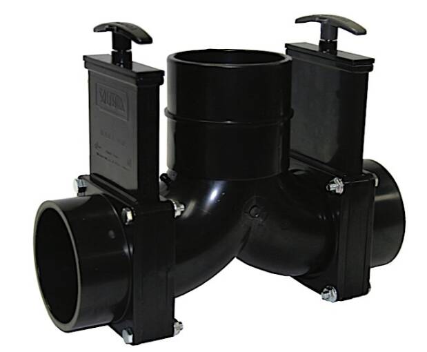 Valterra Black Sewer Waste Valve 3" Hub x 3" Hub x 3" Outlet  • T85