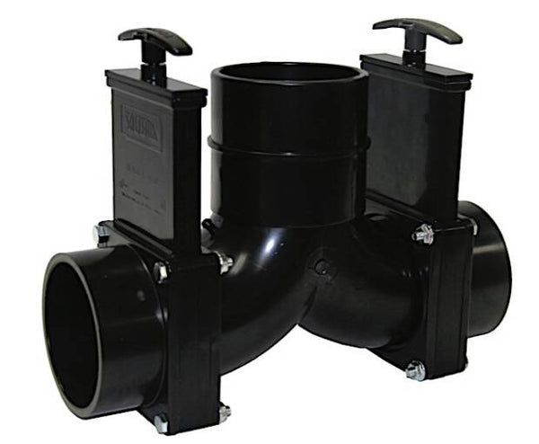 Valterra Black Sewer Waste Valve 3" Hub x 3" Hub x 3" Outlet  • T85