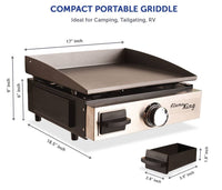 Flame King 17" Flat Top Portable Propane Cast Iron Grill Griddle No Bracket  • YSNFM-HT-100NB