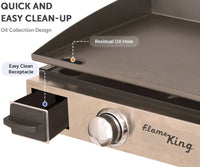 Flame King 17" Flat Top Portable Propane Cast Iron Grill Griddle No Bracket  • YSNFM-HT-100NB