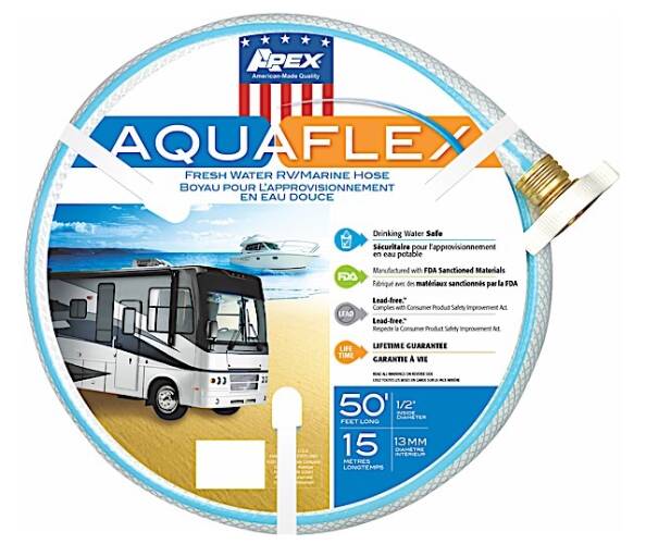 Teknor Apex AquaFlex RV and Marine Hose 1/2" x 50', White  • 7503-50