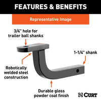 Curt Class 1 Ball Mount, 1-1/4" Shank, 2,000 LBS, 3-3/4" Rise  • 45023