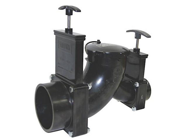 Valterra Ell Black Double Rotating Valve 3" Hub x 1-1/2" Hub x 3" Bayonet with Cap  • T80