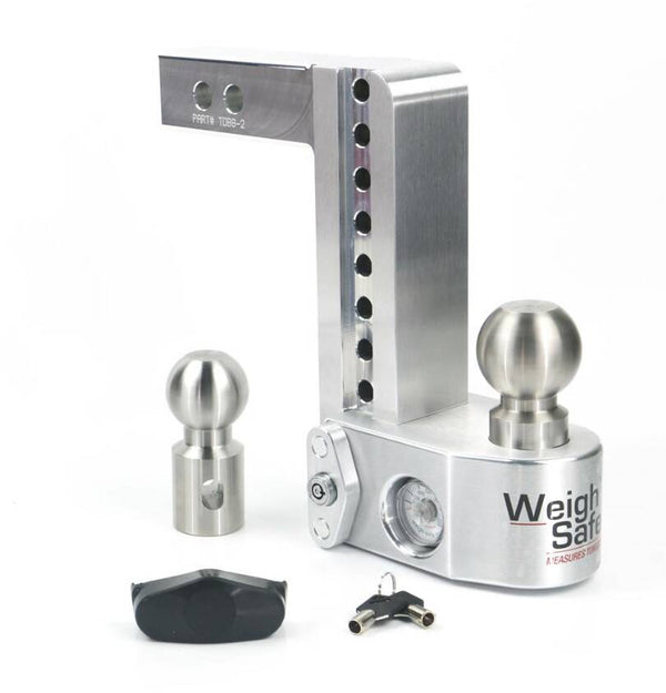Weigh Safe 8" Drop Adjustable Hitch w/ 2" Shank. Built-In Scale, Double-Pin Key Lock  • WS8-2