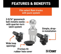Curt OEM Puck System 2-5/16" Gooseneck Kit, RAM, 38K  • 60638