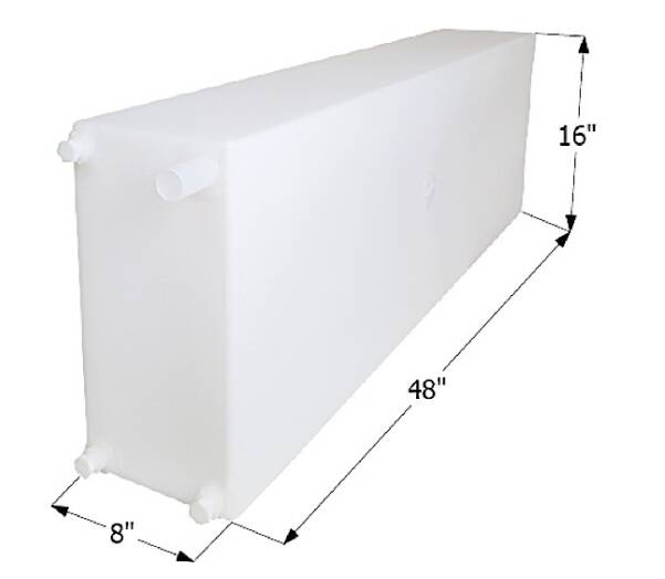 Icon 25 Gallon Fresh Water Tank w/ 1/2" Fittings, 48"L x 16"W x 8"H  • 12733