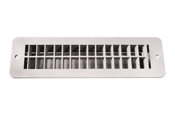 RV Designer 3.5" x 12" White Plastic Floor Register w/ Damper  • H850