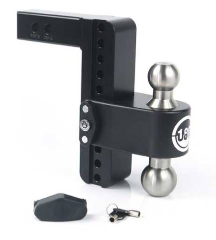 Weigh Safe 180 Hitch Adjustable 8" Drop with Stainless Steel Balls Dual Ball Mount with Dual Pin Keyed Lock for 2" Receivers  • LTB8-2-CER-BLA