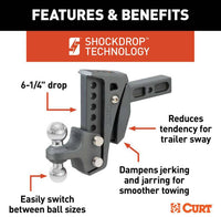 Curt Rebellion XD Adjustable Cushion Hitch, 15k 2" Shank w/ 2" & 2-5/16" Balls  • 45951
