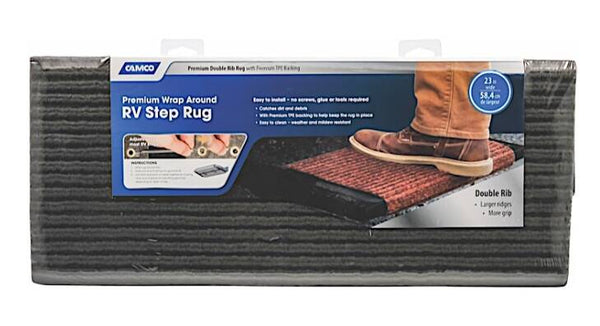 Camco Premium Double Ribbed Step Rug, 18"x23", Gray  • 42956