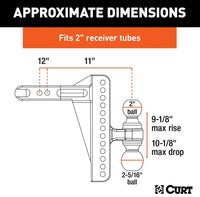 Curt Adjustable Channel Mount w/ Dual Ball, 2" Shank, 14K, 10-1/8" Drop  • 45926