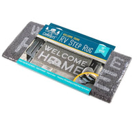 Camco RV Wrap Around Step Rug, Fits 18-Inch Wide Steps- Welcome Home, Gray / White  • 53196