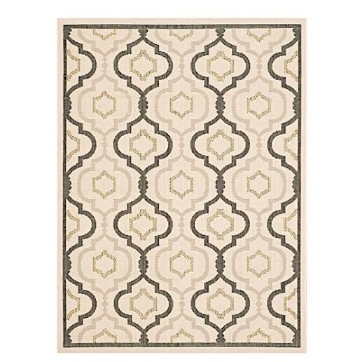 Safavieh Safavieh Courtyard Collection Outdoor 5'3"X7'7" Medium Rectangle Rug - Beige/Black  • CY7938-256A21-5