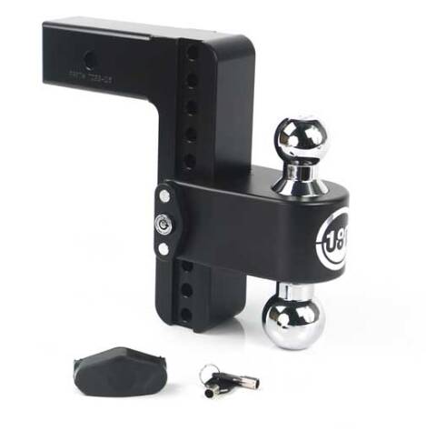 Weigh Safe 180 Hitch Adjustable 8" Drop with Chrome Plated Balls Dual Ball Mount with Dual Pin Keyed Lock for 2.5" Receivers  • CTB8-2.5-CER-BLA