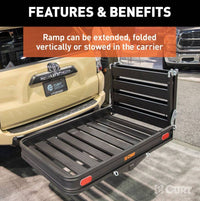 Curt 50" X 30" Black Aluminum Hitch Cargo Carrier with Ramp (Folding 2" Shank)  • 18112