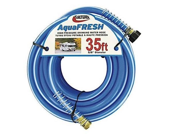 Valterra AquaFRESH Blue Fresh Water Hose with Metal Hose Saver 5/8" x 35'  • W01-9420
