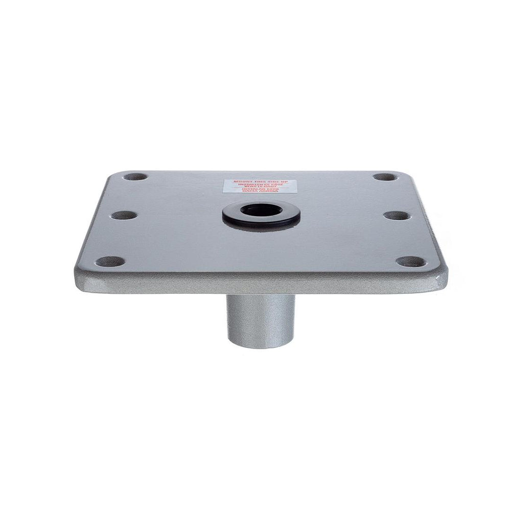 Attwood Lock'N-Pin 7" x 7" Clear Coat Aluminum Non-Threaded Square Base with Acetal Bushing for 3/4" D Post  • SP-67749
