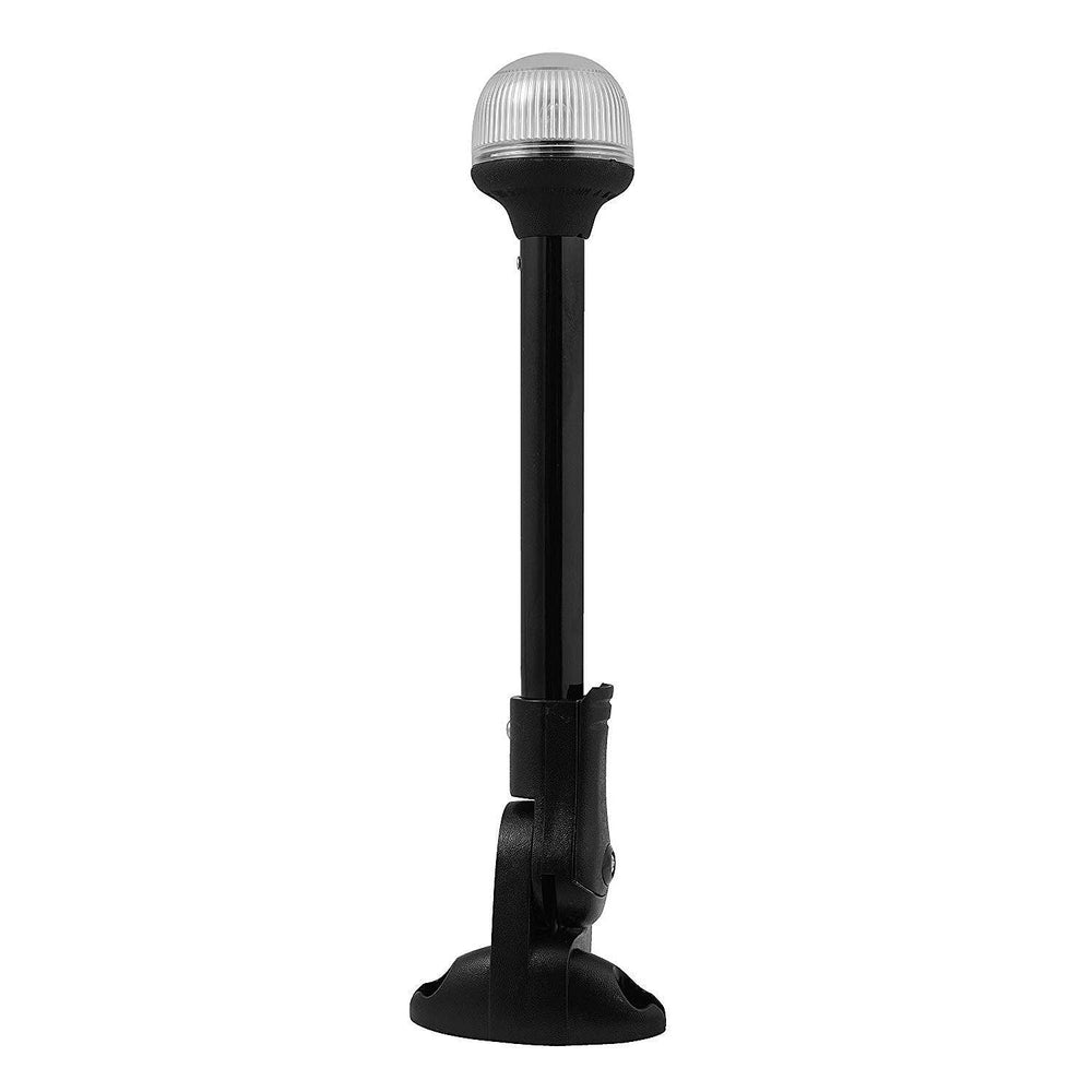 Attwood 12"  Black Plastic Horizontal Mount Fold-Down Anti-Glare All-Round Light with Base  • 5358-P12-7